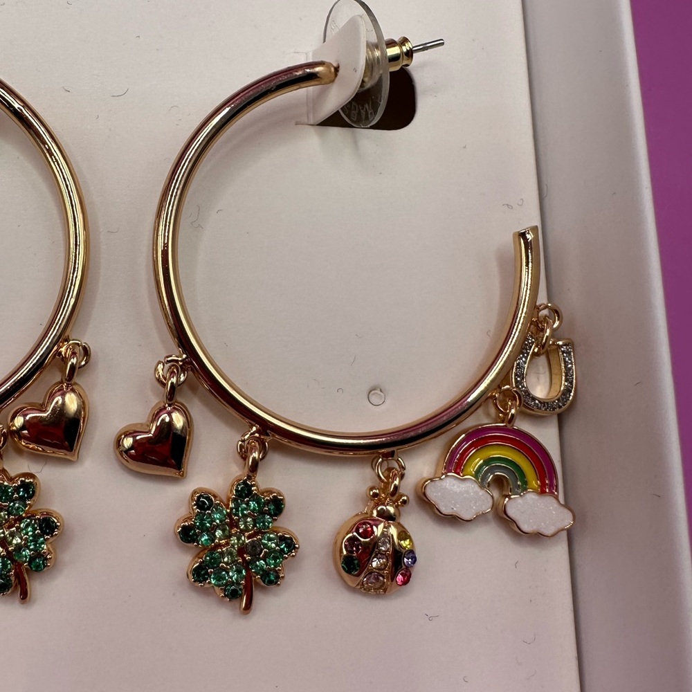 BaubleBar Feeling Lucky St. Patrick’s Day hoop earrings  NIB - Picture 4 of 5